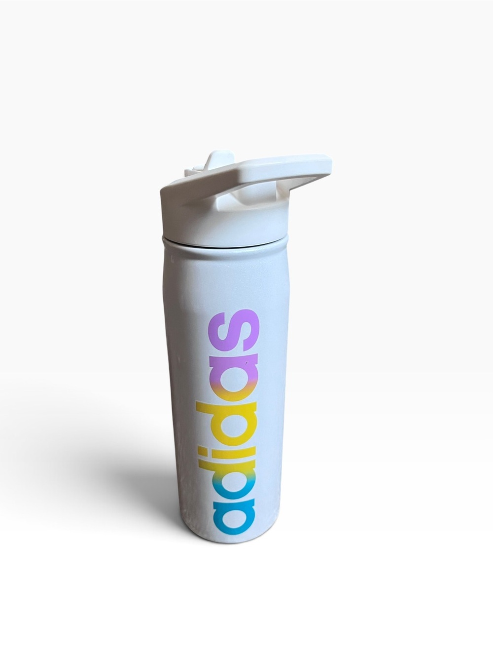 Adidas Original 600 ml 20 oz. Straw Top Metal Water Bottle Hot/Cold Double Wall